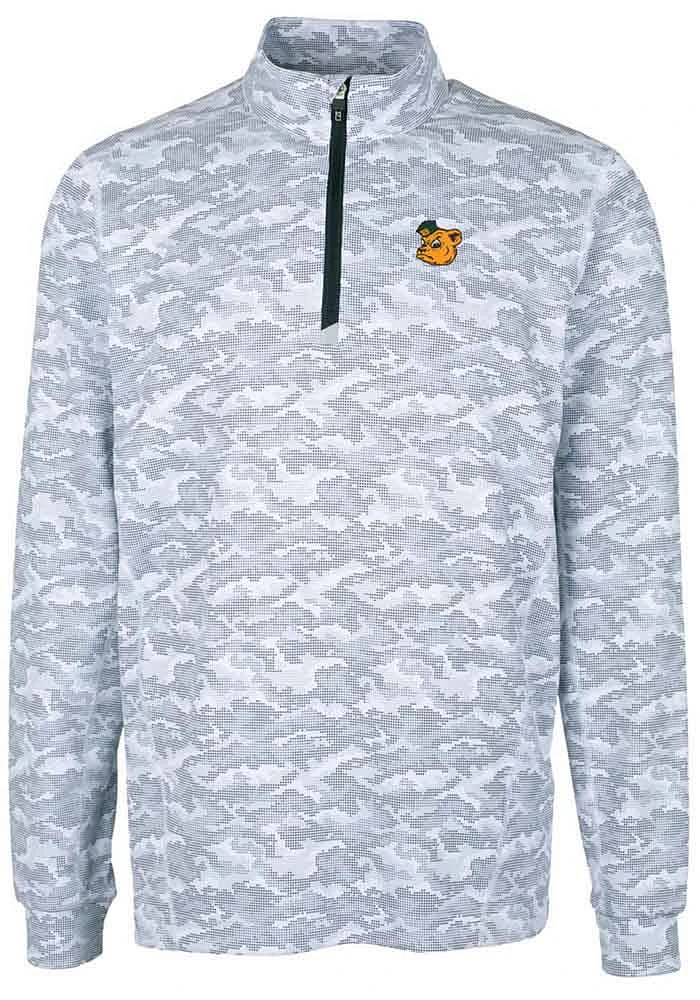 Cutter and Buck Baylor Bears Mens Charcoal Vault Traverse Camo Long Sleeve Qtr Zip Pullover