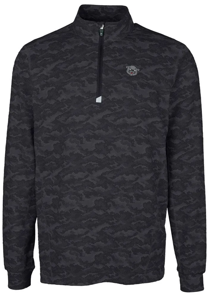 Cutter and Buck Cincinnati Bearcats Mens Black Traverse Camo Print Stretch Long Sleeve Qtr Zip P..