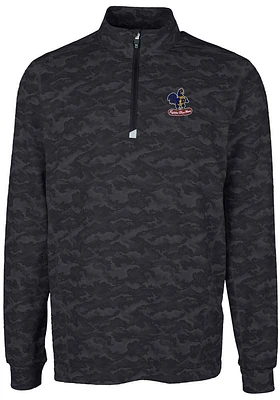 Cutter and Buck Delaware Fightin' Blue Hens Mens Black Traverse Camo Print Stretch Long Sleeve Q..