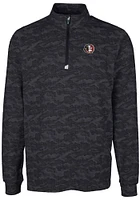 Cutter and Buck Florida State Seminoles Mens Black Traverse Camo Print Stretch Long Sleeve Qtr Z..
