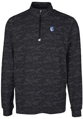 Cutter and Buck Fresno State Bulldogs Mens Black Traverse Camo Print Stretch Long Sleeve Qtr Zip..