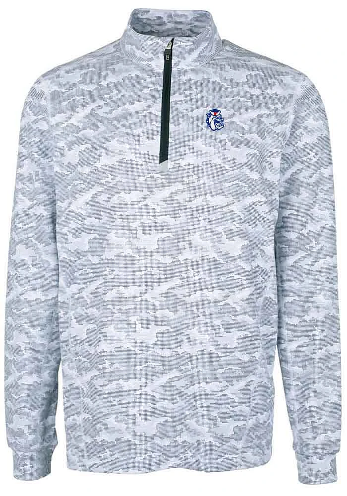Cutter and Buck Fresno State Bulldogs Mens Charcoal Vault Traverse Camo Long Sleeve Qtr Zip Pull..