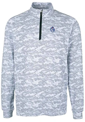 Cutter and Buck Fresno State Bulldogs Mens Charcoal Vault Traverse Camo Long Sleeve Qtr Zip Pull..