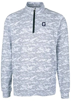 Cutter and Buck Georgetown Hoyas Mens Charcoal Vault Traverse Camo Long Sleeve Qtr Zip Pullover