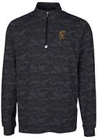 Cutter and Buck Grambling State Tigers Mens Black Traverse Camo Print Stretch Long Sleeve Qtr Zi..