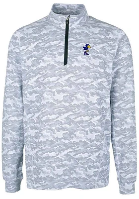 Cutter and Buck Kansas Jayhawks Mens Charcoal Vault Traverse Camo Long Sleeve Qtr Zip Pullover