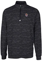 Cutter and Buck LSU Tigers Mens Black Traverse Camo Print Stretch Long Sleeve Qtr Zip Pullover