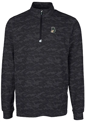 Cutter and Buck Michigan State Spartans Mens Black Traverse Camo Print Stretch Long Sleeve Qtr Zip..