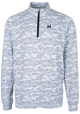 Cutter and Buck Michigan Wolverines Mens Charcoal Vault Traverse Camo Long Sleeve Qtr Zip Pullover