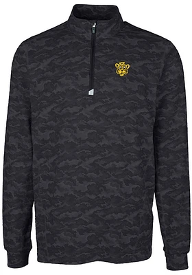Cutter and Buck Missouri Tigers Mens Black Traverse Camo Print Stretch Long Sleeve Qtr Zip Pullove..