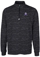Mens Northwestern Wildcats Black Cutter and Buck Traverse Camo Print Stretch Qtr Zip Pullover
