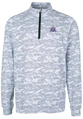 Mens Northwestern Wildcats Charcoal Cutter and Buck Vault Traverse Camo Qtr Zip Pullover