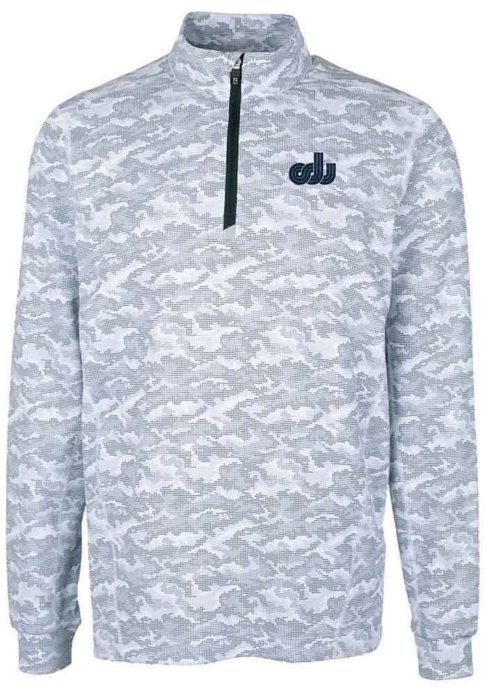Cutter and Buck Old Dominion Monarchs Mens Charcoal Traverse Camo Print Stretch Long Sleeve Qtr ..