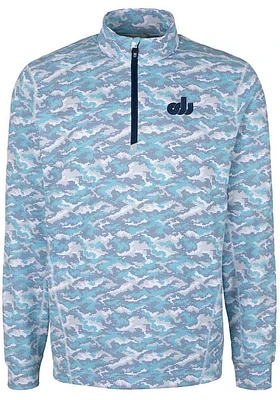 Cutter and Buck Old Dominion Monarchs Mens Blue Traverse Camo Print Stretch Long Sleeve Qtr Zip ..