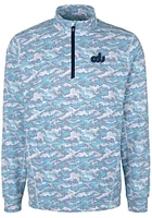 Cutter and Buck Old Dominion Monarchs Mens Blue Traverse Camo Print Stretch Long Sleeve Qtr Zip ..