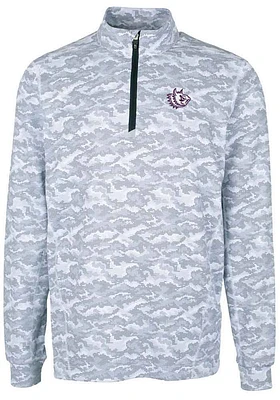 Cutter and Buck TCU Horned Frogs Mens Charcoal Vault Traverse Camo Long Sleeve Qtr Zip Pullover