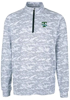 Cutter and Buck Tulane Green Wave Mens Charcoal Vault Traverse Camo Long Sleeve Qtr Zip Pullover