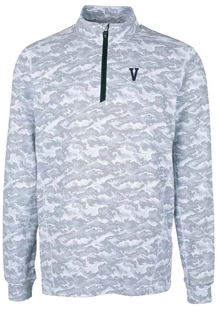 Cutter and Buck Villanova Wildcats Mens Charcoal Vault Traverse Camo Long Sleeve Qtr Zip Pullove..