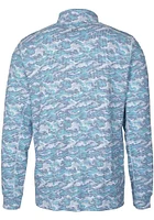 Cutter and Buck Virginia Cavaliers Mens Blue Traverse Camo Print Stretch Long Sleeve Qtr Zip Pul..