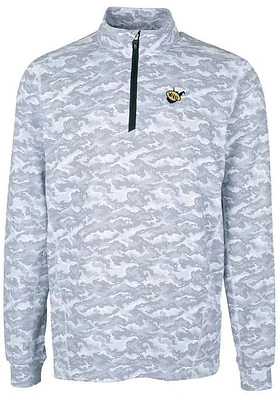 Cutter and Buck West Virginia Mountaineers Mens Charcoal Vault Traverse Camo Long Sleeve Qtr Zip..