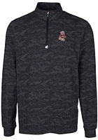 Cutter and Buck Washington State Cougars Mens Black Traverse Camo Print Stretch Long Sleeve Qtr ..