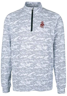 Cutter and Buck Washington State Cougars Mens Charcoal Vault Traverse Camo Long Sleeve Qtr Zip P..