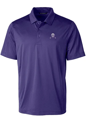 Mens Northwestern Wildcats Purple Cutter and Buck Prospect Textured Short Sleeve Polo Shirt