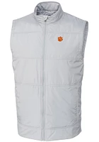 Cutter and Buck Clemson Tigers Mens White Stealth Hybrid Quilted Windbreaker Vest Big Tall V..