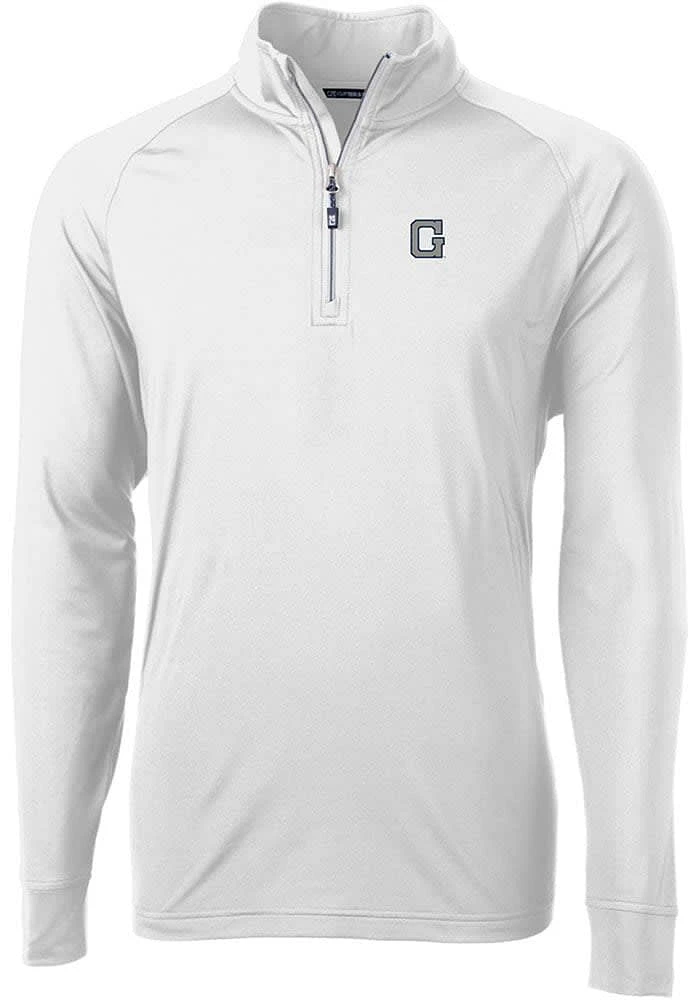 Cutter and Buck Georgetown Hoyas Mens Vault Adapt Eco Knit Long Sleeve Qtr Zip Pullover