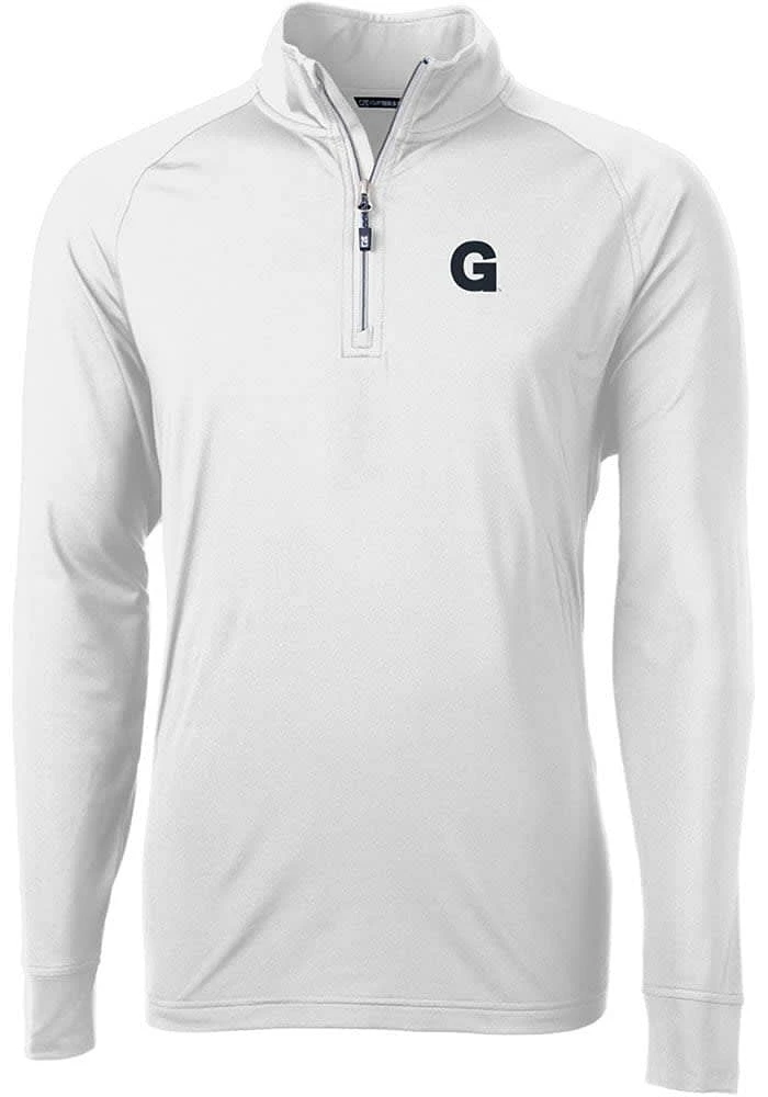 Cutter and Buck Gonzaga Bulldogs Mens White Vault Adapt Eco Knit Long Sleeve Qtr Zip Pullover