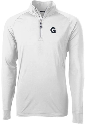Cutter and Buck Gonzaga Bulldogs Mens White Vault Adapt Eco Knit Long Sleeve Qtr Zip Pullover