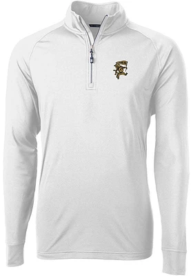 Cutter and Buck Grambling State Tigers Mens White Adapt Eco Knit Long Sleeve Qtr Zip Pullover