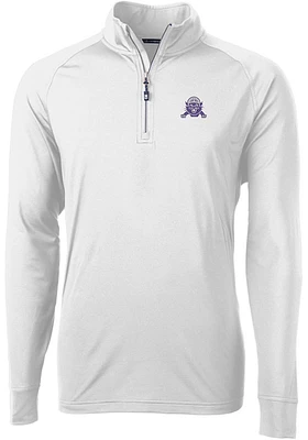 Mens Northwestern Wildcats White Cutter and Buck Vault Adapt Eco Knit Qtr Zip Pullover