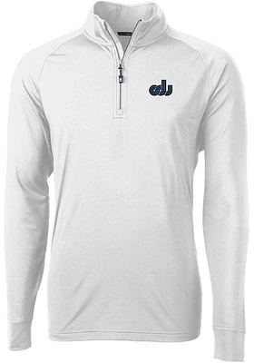 Cutter and Buck Old Dominion Monarchs Mens White Adapt Eco Knit Long Sleeve Qtr Zip Pullover