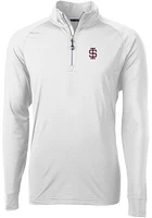 Cutter and Buck Southern Illinois Salukis Mens White Adapt Eco Knit Long Sleeve Qtr Zip Pullover