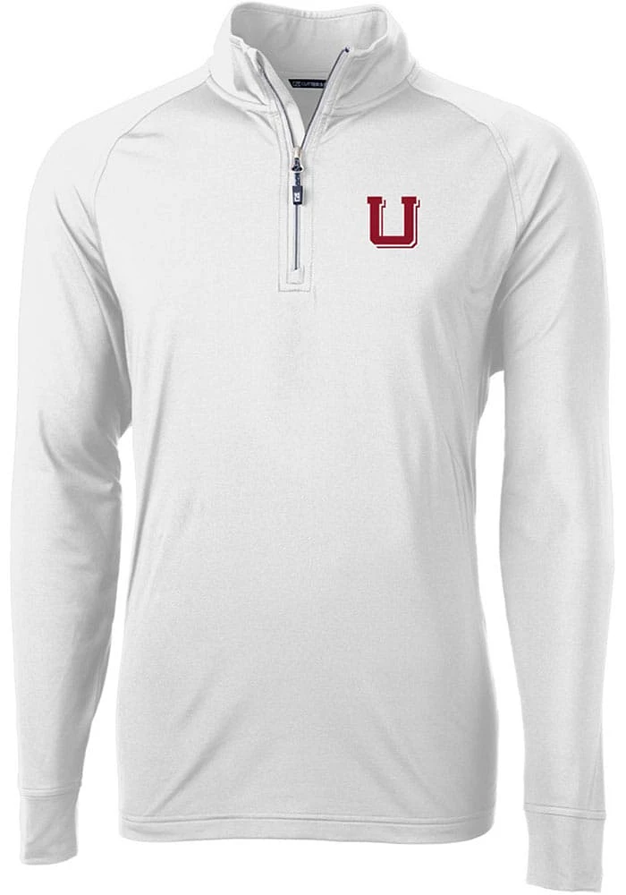 Cutter and Buck Utah Utes Mens White Vault Adapt Eco Knit Long Sleeve Qtr Zip Pullover