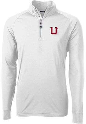 Cutter and Buck Utah Utes Mens White Vault Adapt Eco Knit Long Sleeve Qtr Zip Pullover