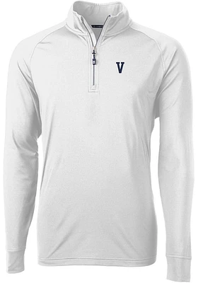 Cutter and Buck Villanova Wildcats Mens White Vault Adapt Eco Knit Long Sleeve Qtr Zip Pullover