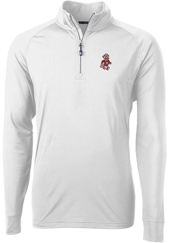 Cutter and Buck Washington State Cougars Mens White Vault Adapt Eco Knit Long Sleeve Qtr Zip Pul..