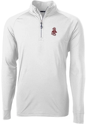 Cutter and Buck Washington State Cougars Mens White Vault Adapt Eco Knit Long Sleeve Qtr Zip Pul..