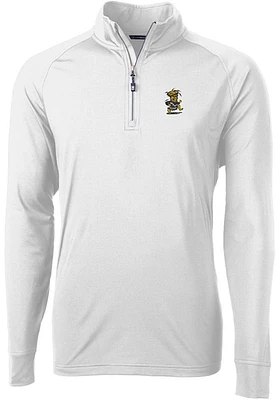 Cutter and Buck Wichita State Shockers Mens White Vault Adapt Eco Knit Long Sleeve Qtr Zip Pullove..