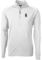 Cutter and Buck Wichita State Shockers Mens White Vault Adapt Eco Knit Long Sleeve Qtr Zip Pullove..