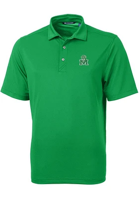 Cutter and Buck Marshall Thundering Herd Mens Kelly Green Vault Virtue Eco Pique Short Sleeve Po..