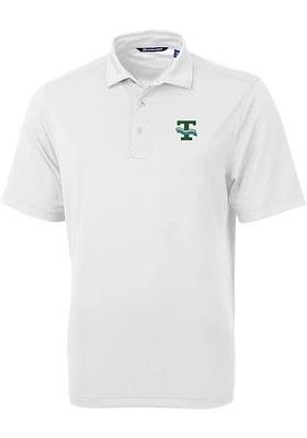 Cutter and Buck Tulane Green Wave Mens White Vault Virtue Eco Pique Short Sleeve Polo