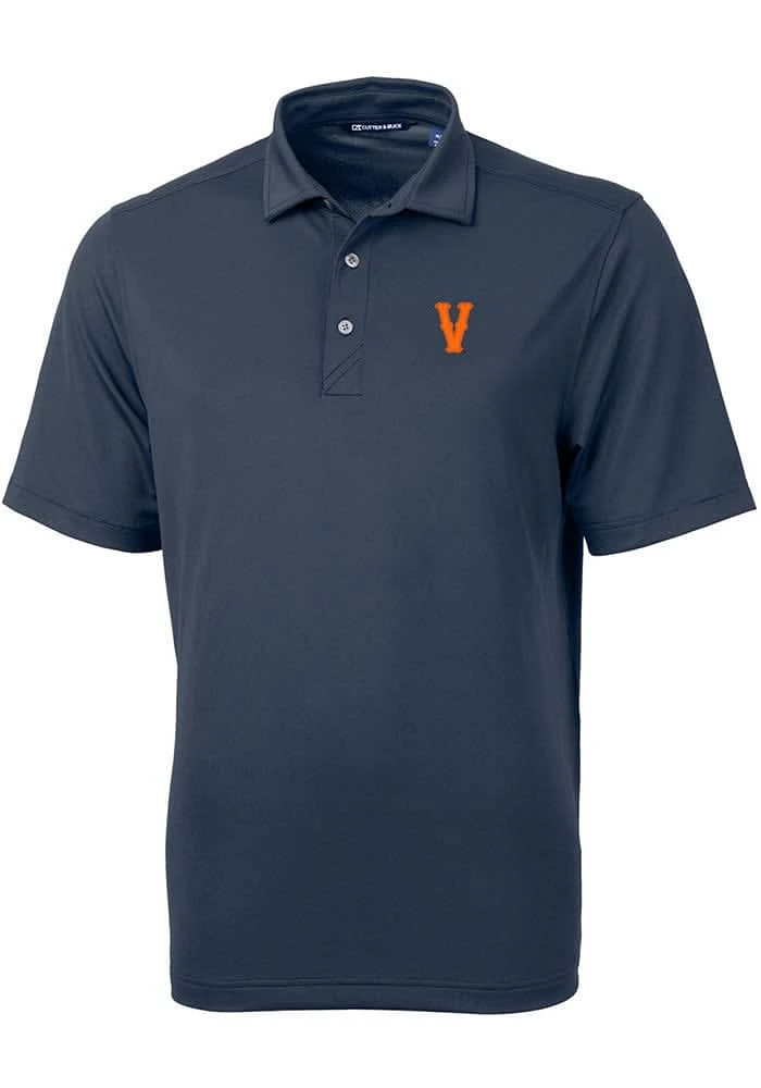 Cutter and Buck Virginia Cavaliers Mens Navy Blue Vault Virtue Eco Pique Short Sleeve Polo