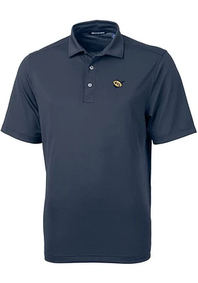 Cutter and Buck West Virginia Mountaineers Mens Navy Blue Vault Virtue Eco Pique Short Sleeve Po..