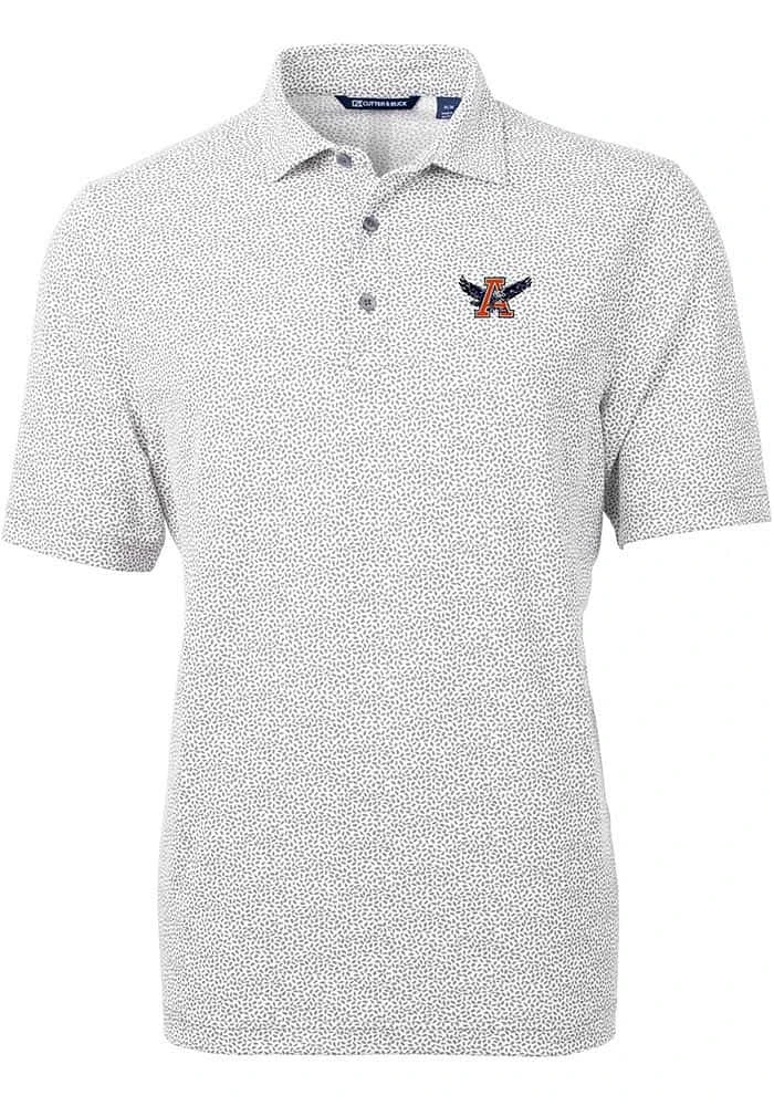 Cutter and Buck Auburn Tigers Mens Grey Vault Virtue Eco Pique Botanical Short Sleeve Polo