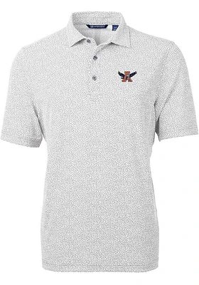 Cutter and Buck Auburn Tigers Mens Grey Vault Virtue Eco Pique Botanical Short Sleeve Polo