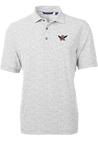 Cutter and Buck Auburn Tigers Mens Grey Vault Virtue Eco Pique Botanical Short Sleeve Polo