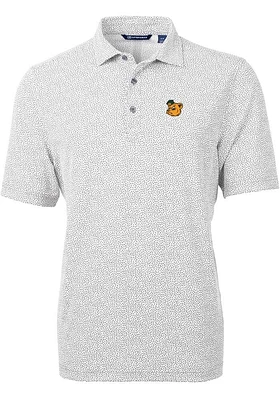 Cutter and Buck Baylor Bears Mens Grey Vault Virtue Eco Pique Botanical Short Sleeve Polo